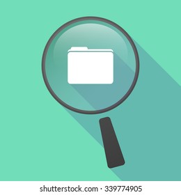 Illustration of a long shadow magnifier vector icon with a folder 