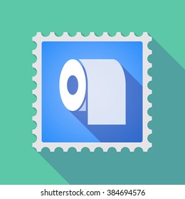 Illustration of a long shadow mail stamp icon with a toilet paper roll