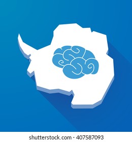 Illustration of a long shadow map of Antarctica continent with a brain