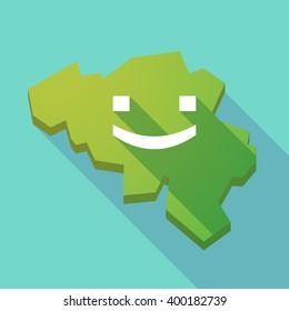Illustration of a long shadow map of Belgium with a smile text face