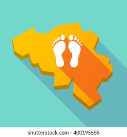 Illustration of a long shadow map of Belgium with two footprints