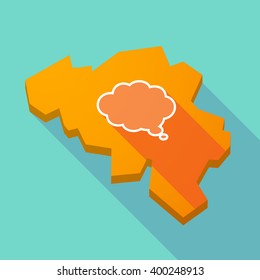 Illustration of a long shadow map of Belgium with a comic cloud balloon