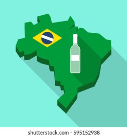 Illustration of a Long shadow map of Brazil, its flag and a bottle of wine