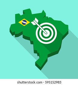 Illustration of a Long shadow map of Brazil, its flag and a dart board