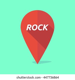 Illustration of a long shadow map mark with    the text ROCK