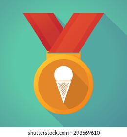 Illustration of a long shadow medal with a cone ice cream