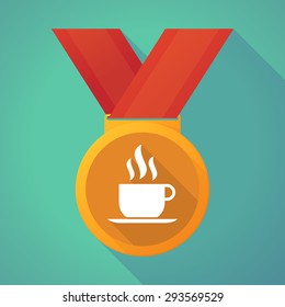 Illustration of a long shadow medal with a cup of coffee