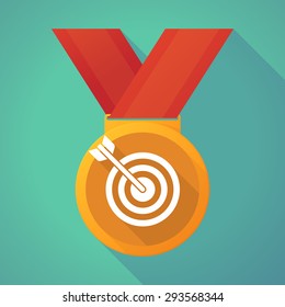 Illustration of a long shadow medal with a dart board
