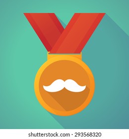 Illustration of a long shadow medal with a moustache