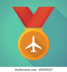 Illustration of a long shadow medal with a plane