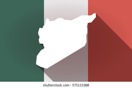 Illustration of a long shadow  Mexico flag with  the map of Syria