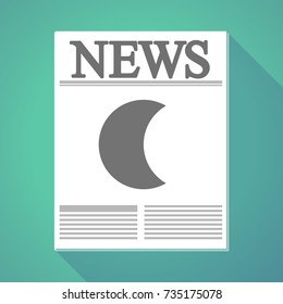 Illustration of a long shadow newspaper with a moon