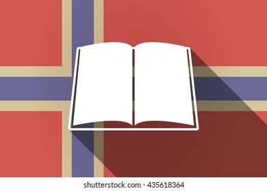Illustration of a long shadow Norway flag with a book
