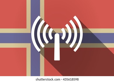 Illustration of a long shadow Norway flag with an antenna