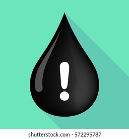 Illustration of a long shadow  oil drop with an exclamarion sign