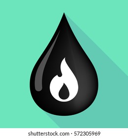 Illustration of a long shadow  oil drop with a flame