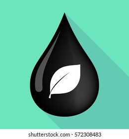 Illustration of a long shadow  oil drop with a leaf