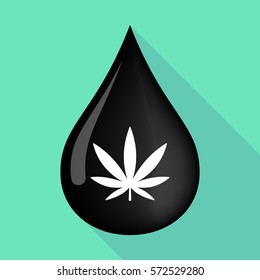 Illustration of a long shadow  oil drop with a marijuana leaf