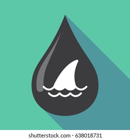 Illustration of a long shadow oil drop with  a shark fin