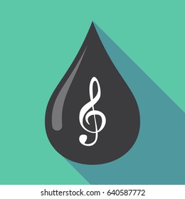 Illustration of a long shadow oil drop with  a g clef