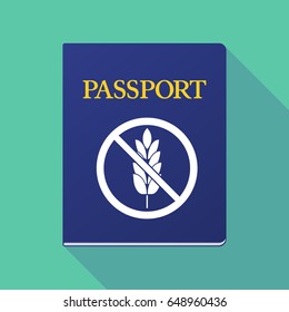 Illustration of a long shadow  passport with  a gluten free sign