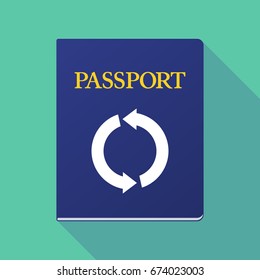 Illustration of a long shadow  passport with a round recycle sign