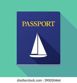 Illustration of a long shadow passport with a ship