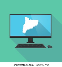 Illustration of a long shadow personal computer pc with 