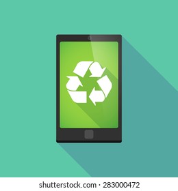 Illustration Of A Long Shadow Phone Icon With A Recycle Sign