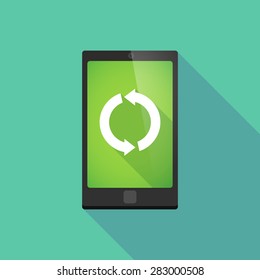 Illustration of a long shadow phone icon with a recycle sign