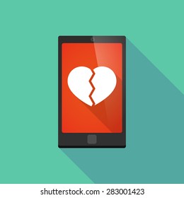 Illustration of a long shadow phone icon with a heart