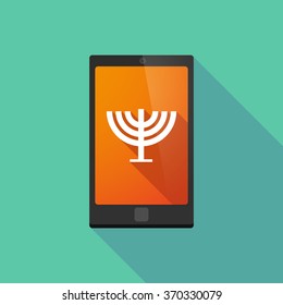 Illustration of a long shadow phone icon with  a chandelier