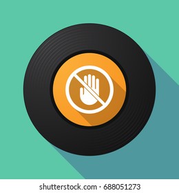 Illustration of a long shadow long play vinyl with  a hand  in a not allowed signal 