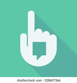 Illustration of a long shadow pointing finger hand with a tooltip