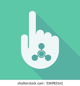 Illustration of a long shadow pointing finger hand with a chemical weapon sign