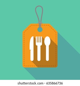 Illustration of a long shadow product label with cutlery
