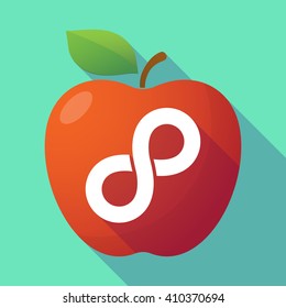 Illustration of a long shadow red apple with an infinite sign