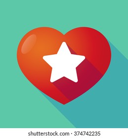 Illustration of a long shadow red heart with  a star
