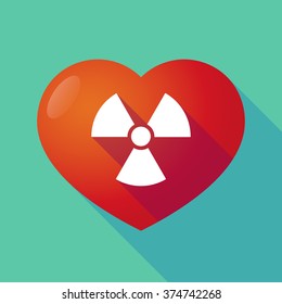 Illustration of a long shadow red heart with  a radio activity sign