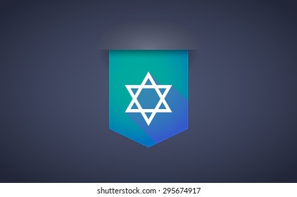 Illustration of a long shadow ribbon icon with a David star