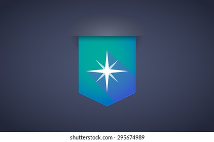 Illustration of a long shadow ribbon icon with a sparkle