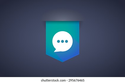 Illustration of a long shadow ribbon icon with a comic balloon