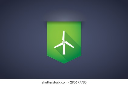 Illustration of a long shadow ribbon icon with a wind generator