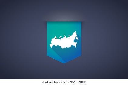 Illustration of a long shadow ribbon icon with  a map of Russia