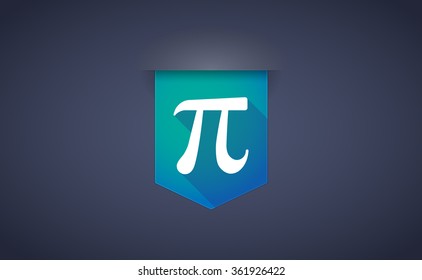 Illustration of a long shadow ribbon icon with the number pi symbol