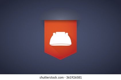 Illustration of a long shadow ribbon icon with a work helmet