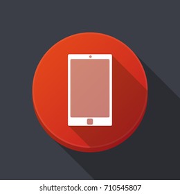 Illustration of a long shadow ronunded button with a smart phone
