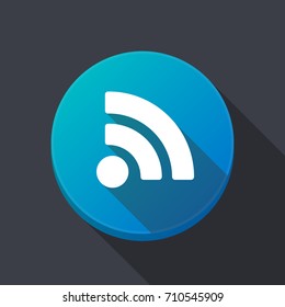 Illustration of a long shadow ronunded button with an RSS sign