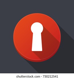 Illustration of a long shadow ronunded button with a key hole