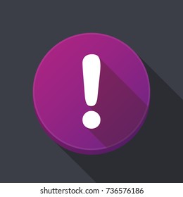 Illustration of a long shadow ronunded button with an exclamarion sign